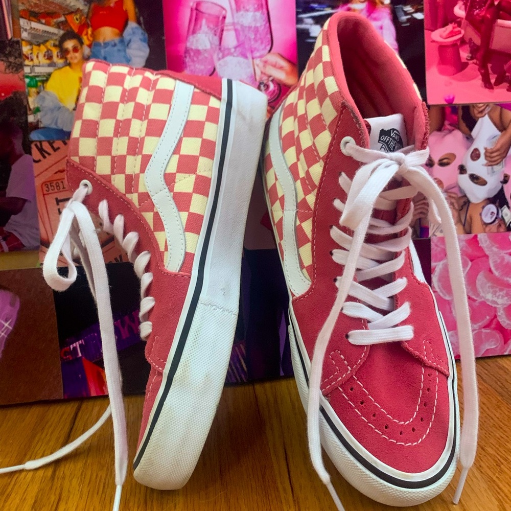 🌸💓Pink checkered Vans 💓🌸 worn once 😮